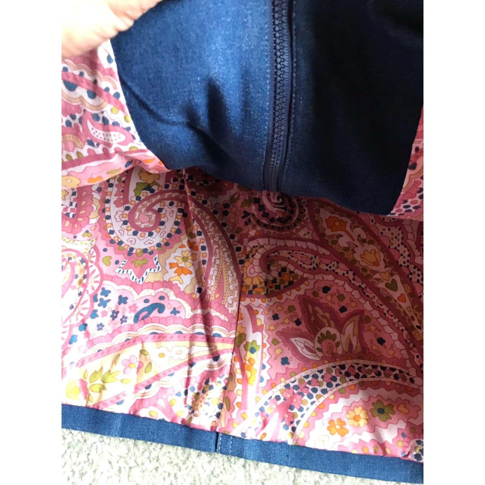 Vintage Alfred Dunner Jacket Women's 6P Petite Blue Jeans Shoulder Pads Coat Mid-Length Zip Cotton Blend Modern Vintage No Size 28" / US 6 / IT 42 - 4 Thumbnail