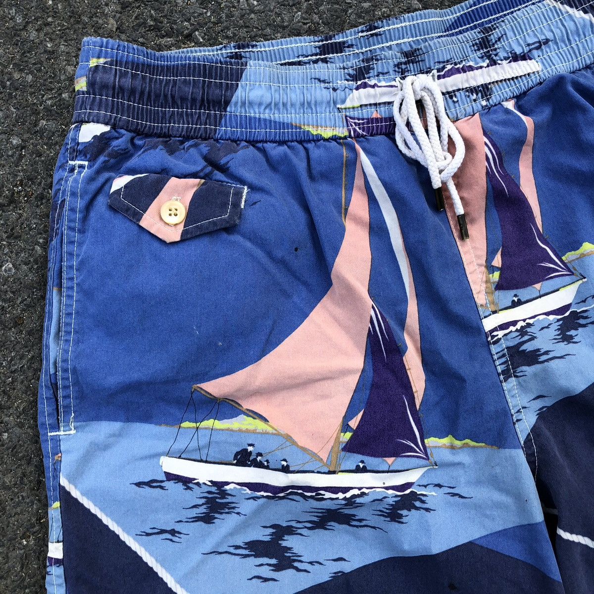 Vintage Vintage Polo Ralph Lauren Sailing All-Over Print Swim Trunks Size US 32 / EU 48 - 3 Thumbnail