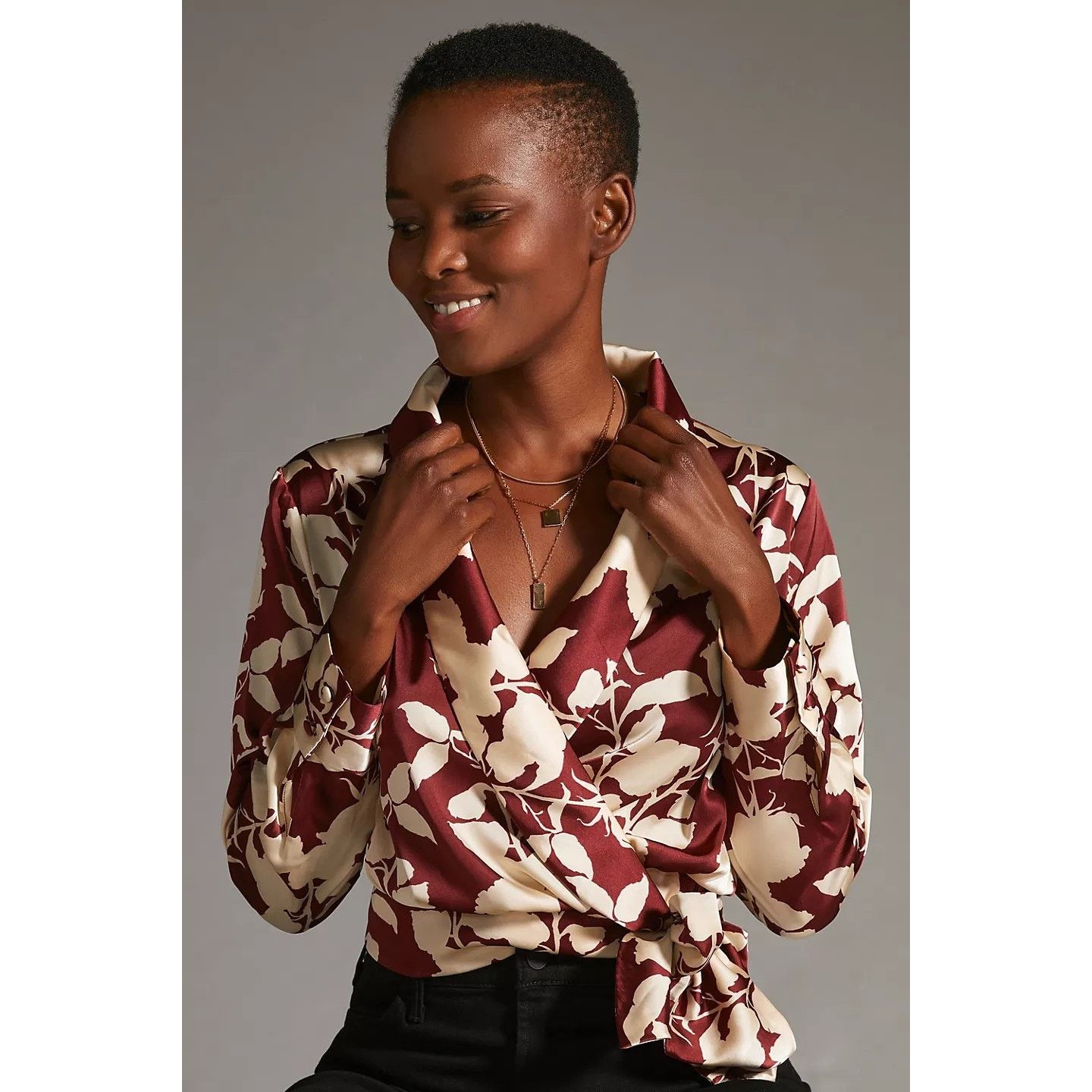 Anthropologie New Anthropologie Nyla Wrap Long Sleeve Blouse $148 SMALL Size S / US 4 / IT 40 - 1 Thumbnail