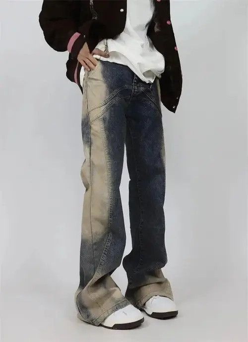 VIBE Men Washable Tie Dyed Flared Baggy Jeans Size US 28 / EU 44 - 3 Thumbnail