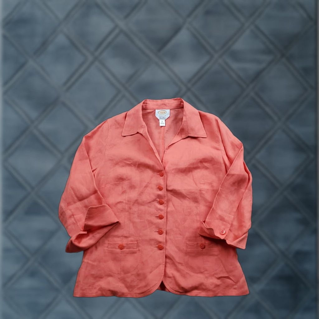 Talbots Talbots Jacket Womens 10 Orange Irish Linen Button Front Half Sleeve Size L / US 10 / IT 46 - 1 Thumbnail