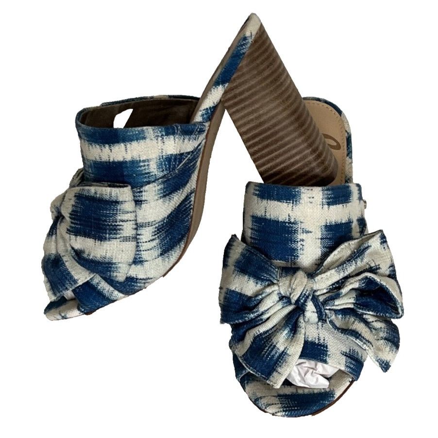 Sam Edelman Yumi Blue Bow High heel 3” peep toe sandals 6.5M slip-ons Size US 6.5 / IT 36.5 - 1 Thumbnail