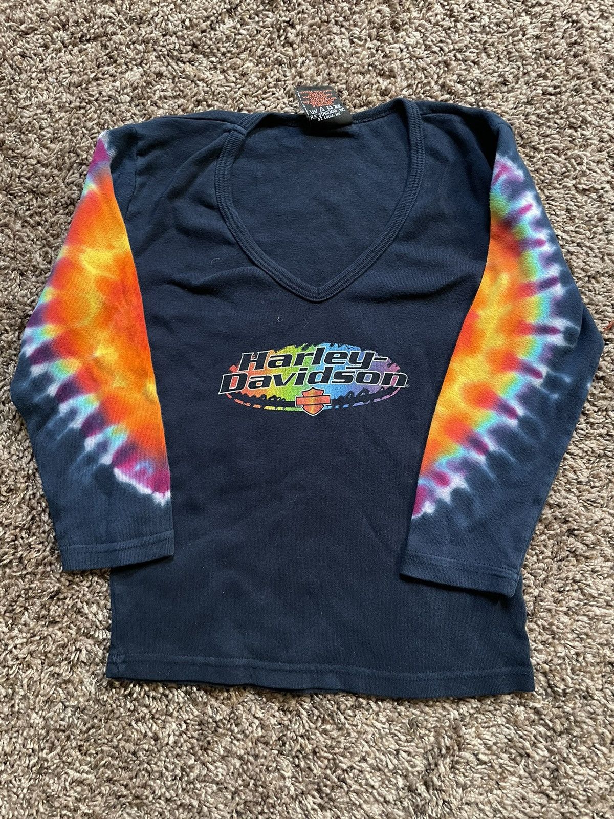 Harley Davidson × Vintage Tie-dye Harley Davidson 3/4 sleeve tee Size S / US 4 / IT 40 - 5 Thumbnail