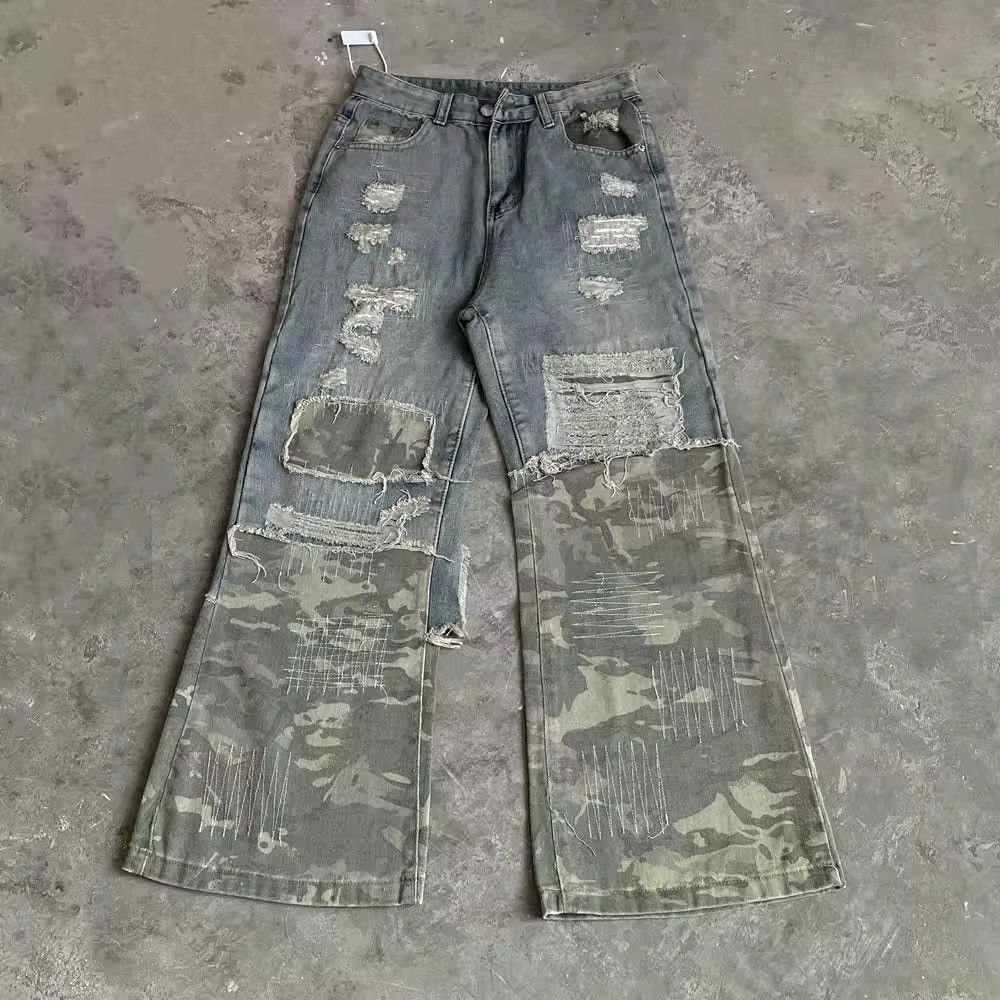 Jean Vintage Mopping Camouflage Patchwork Denim Jean Size US 28 / EU 44 - 4 Thumbnail