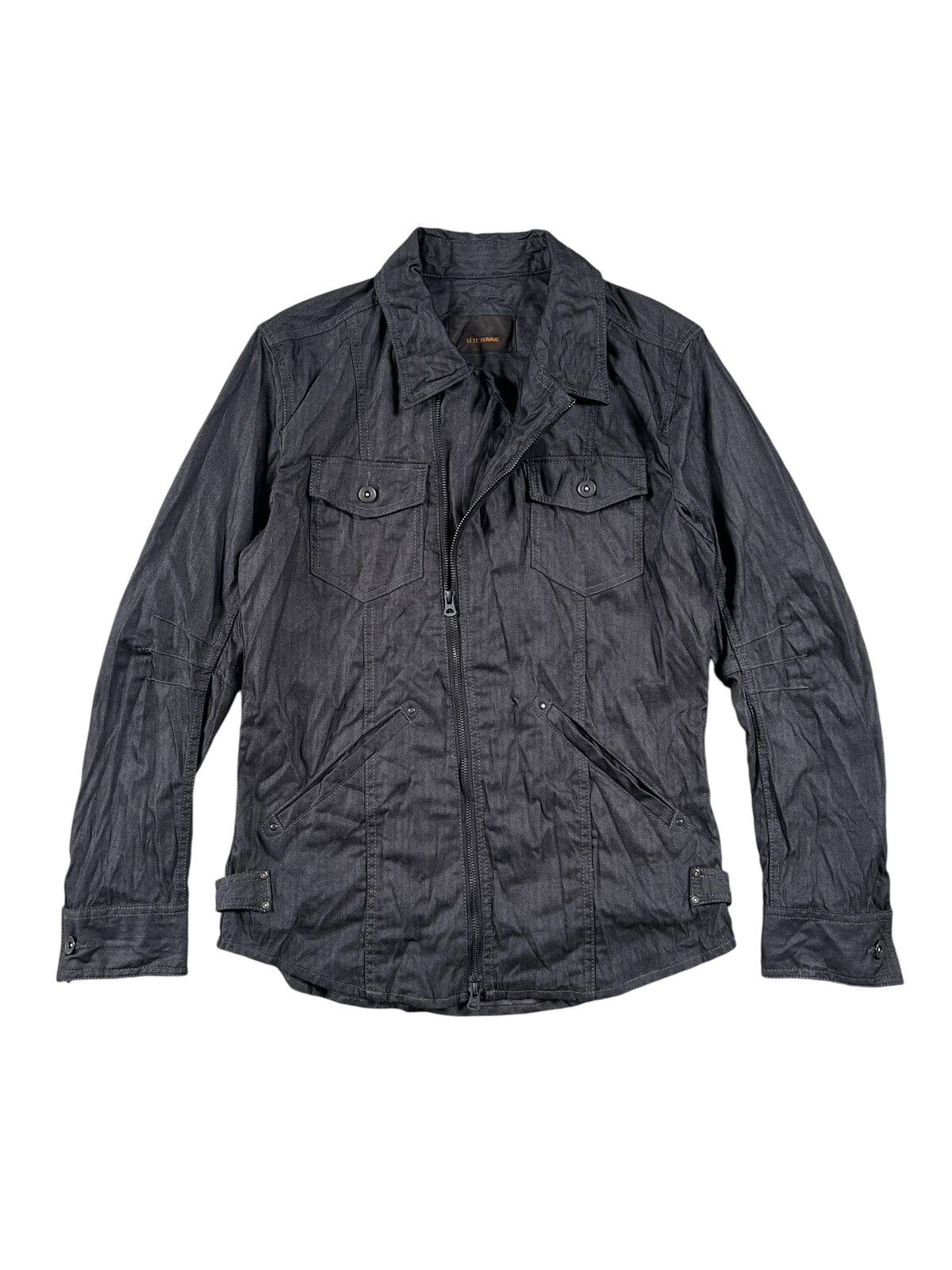 Issey Miyake 1990 Tete Homme Herringbone Twill Wrinkle Zipper Jacket Size US S / EU 44-46 / 1 - 6 Thumbnail