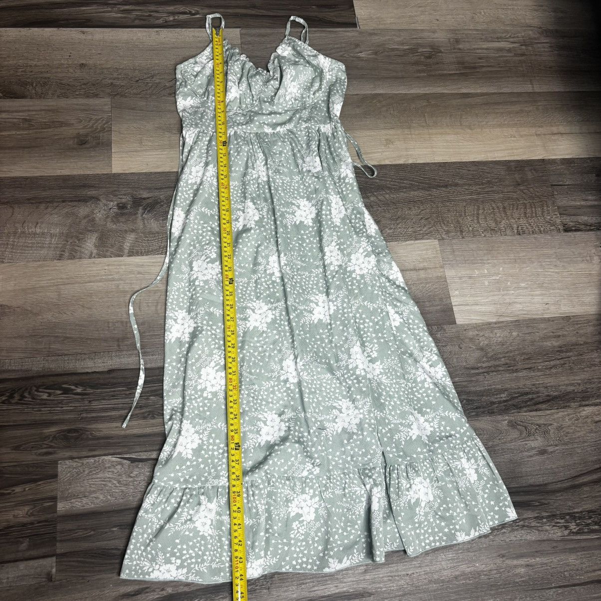 Vintage SIMPLEE-Casual Green Sling Print Midi Dress-XS Size XS / US 0-2 / IT 36-38 - 8 Thumbnail