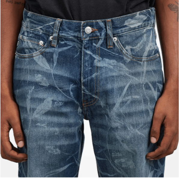 Patta o1mle0426 Patta Leaves Laser Print Denim Pants in Blue Size US 34 / EU 50 - 3 Thumbnail