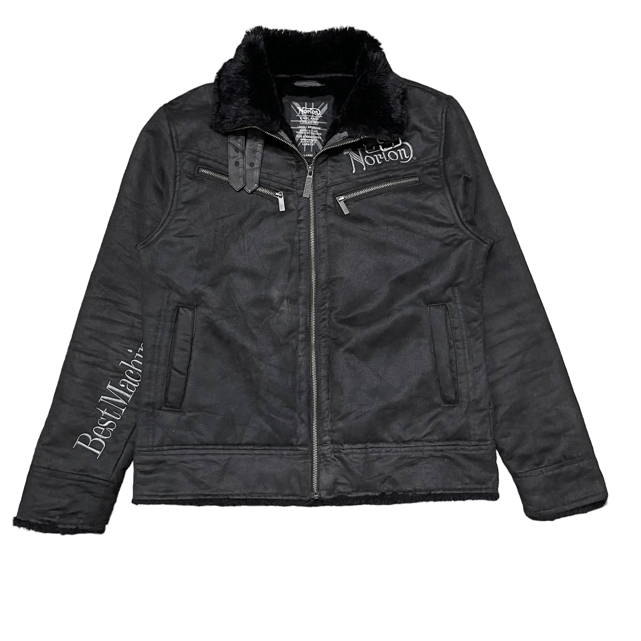 Norton Vintage Norton Motorcycle Shearling Jacket Size US L / EU 52-54 / 3 - 1 Thumbnail