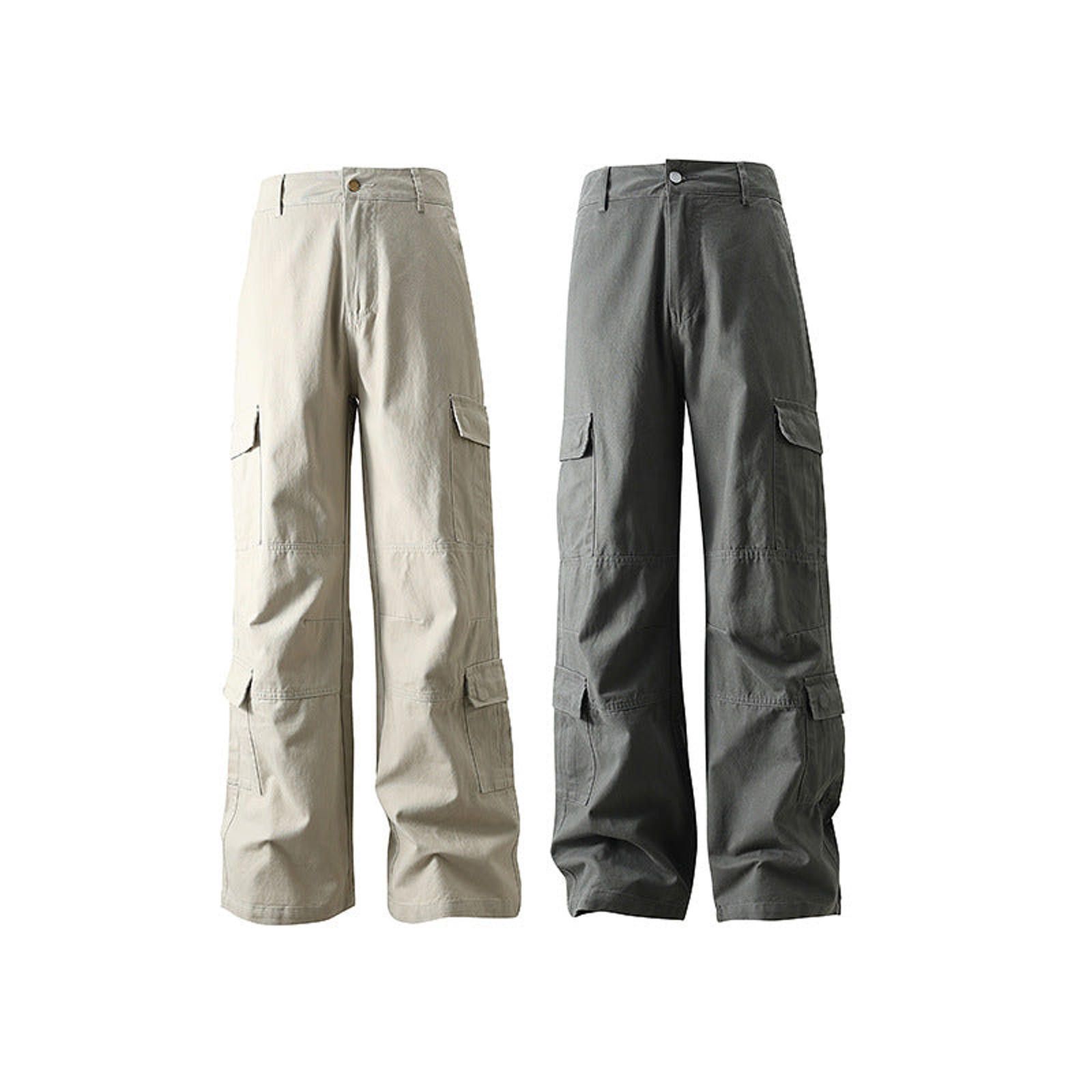 Vintage Olive Wide Leg Cargo Pants, Loose Fit Utility Pants Size US 32 / EU 48 - 7 Thumbnail