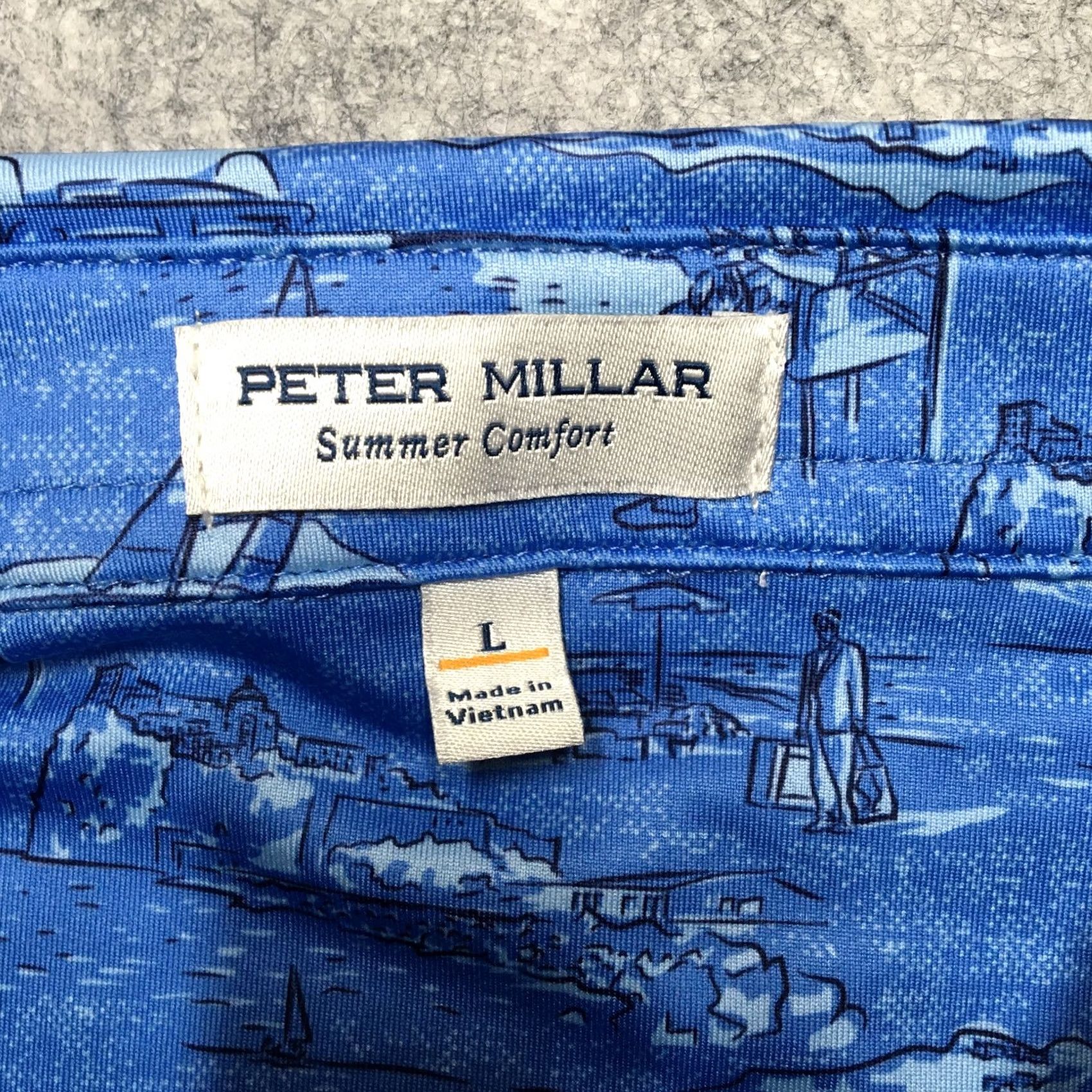 Peter Millar Peter Millar Italian Escape Jersey Print Polo Mens L Blue Coast Beach AOP Golf Modern Preppy Summer Comfort Crown Crafted Shirt Mens L Blue Size US L / EU 52-54 / 3 - 4 Thumbnail