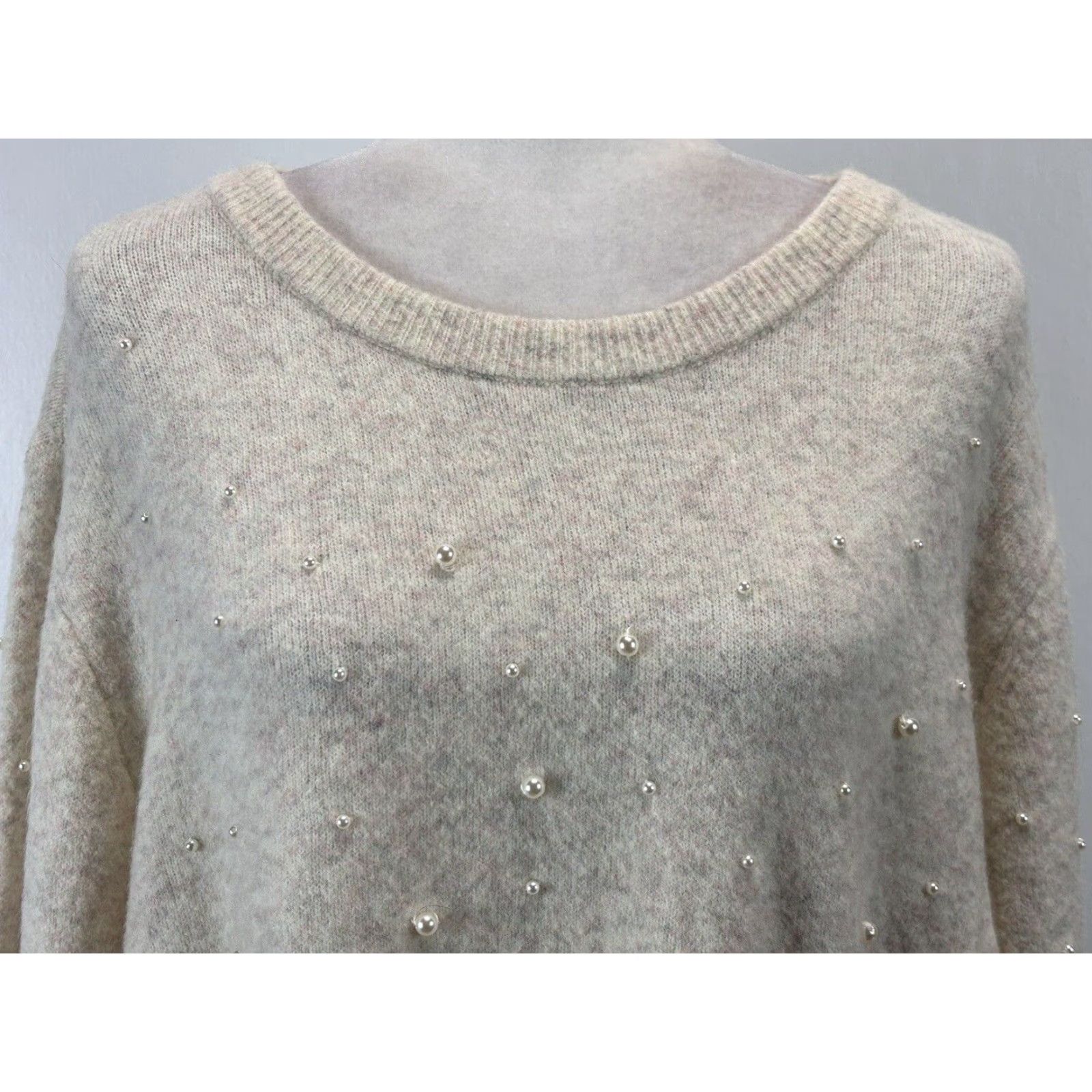 Loft LOFT Women’s Plus Size 24/26 Cream Soft Pearl Studded Sweater Soft Size 4XL / US 24-26 - 5 Thumbnail