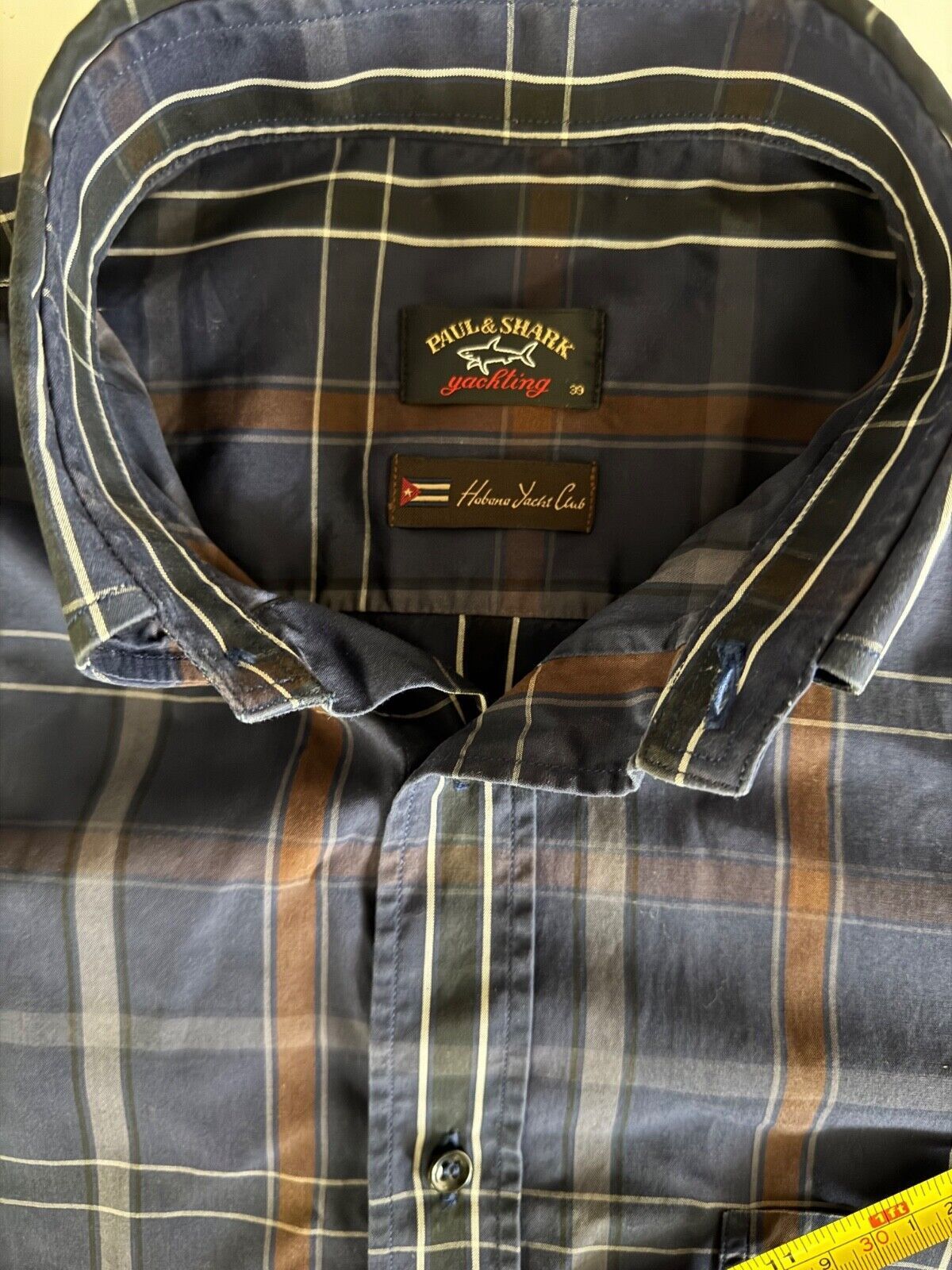 Paul & Shark Paul & Shark Havana Yachting Men 39 Brown Blue Plaid Button Size US M / EU 48-50 / 2 - 7 Thumbnail