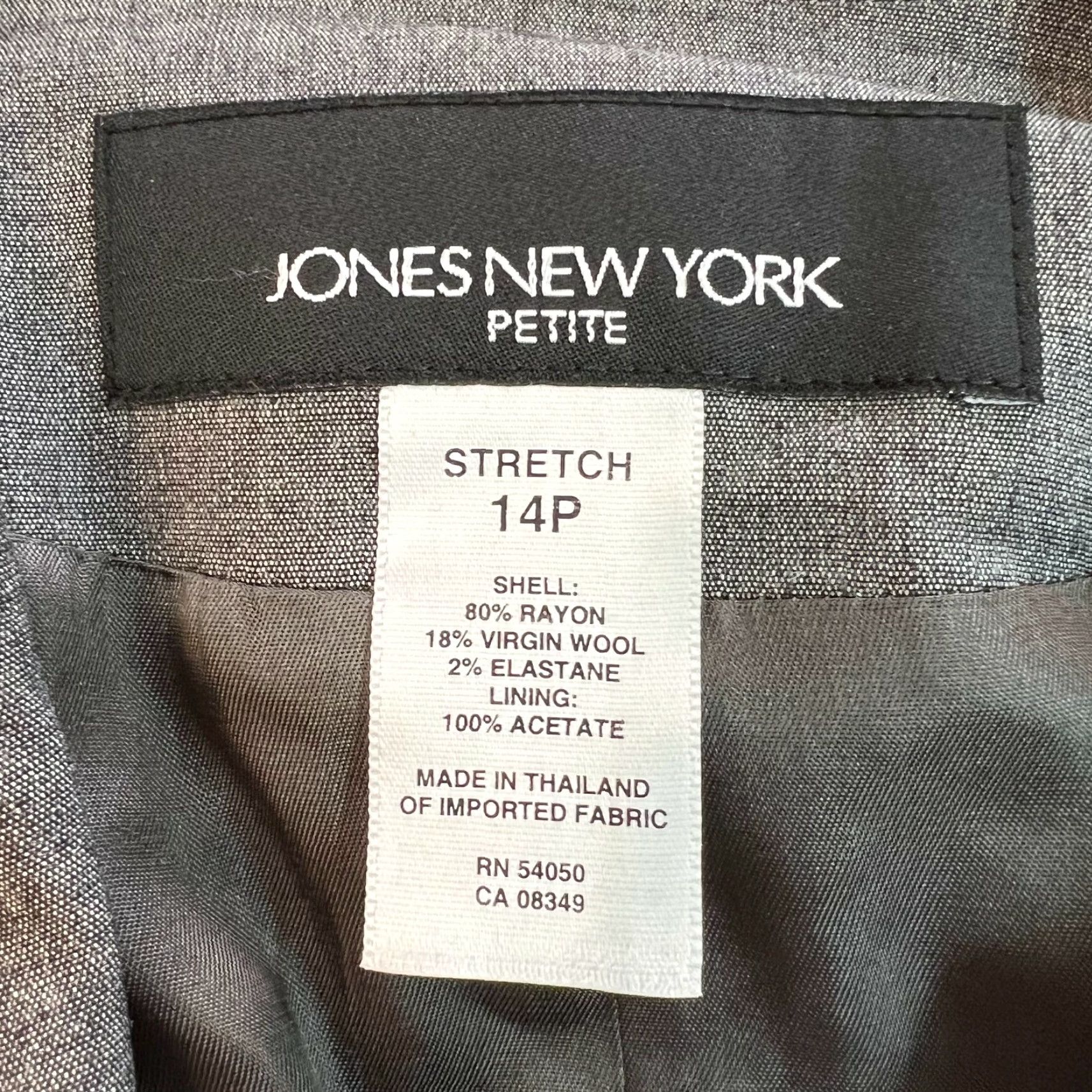 Jones New York Jones New York Womens Blazer Long Sleeve Stretch Two Button Gray 14P Size XL / US 12-14 / IT 48-50 - 6 Thumbnail
