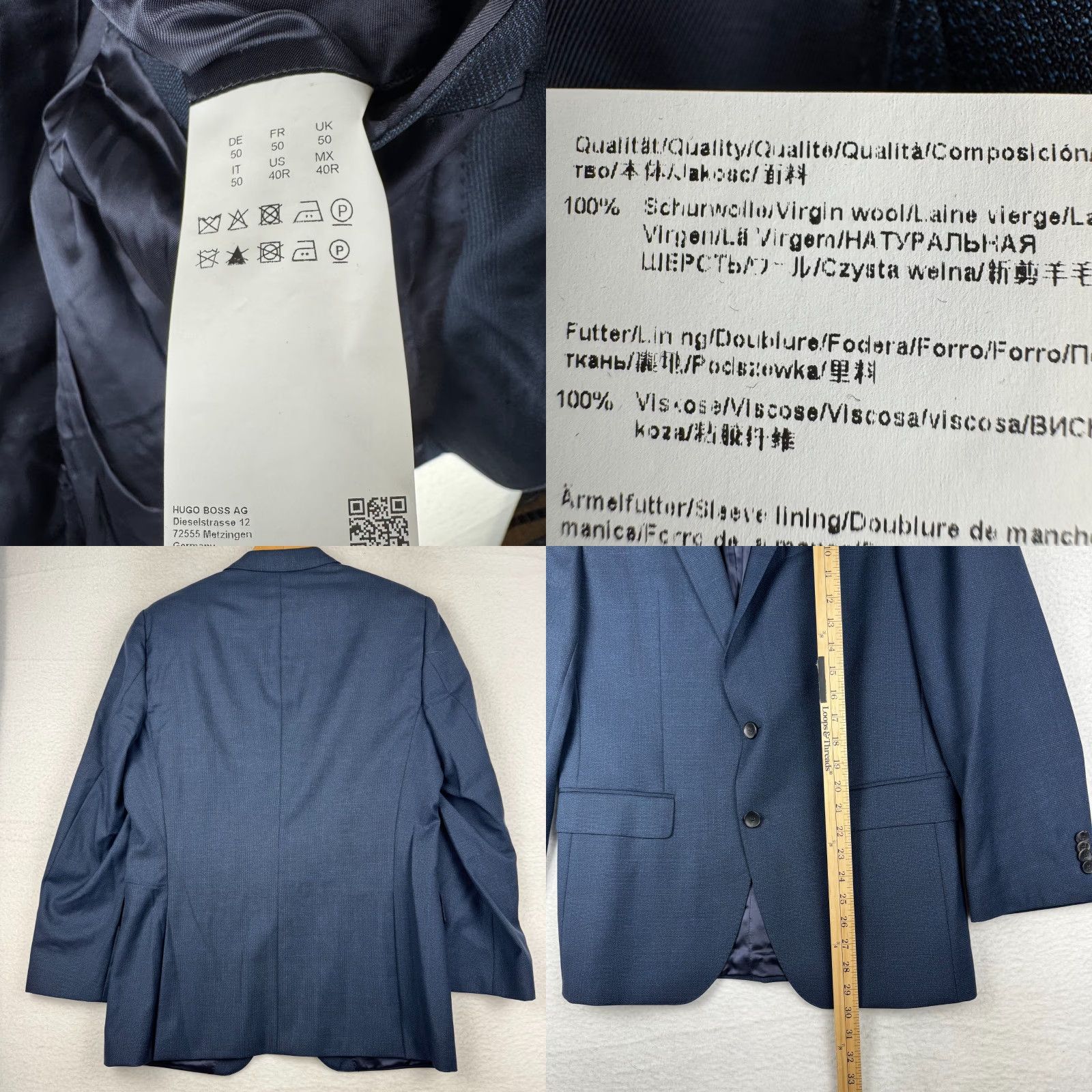 Hugo Boss VINTAGE Hugo Boss Drago Lanificio Biella Super 120 Navy Blue Suit Blazer Coat Jacket 40R Size 40R - 8 Thumbnail
