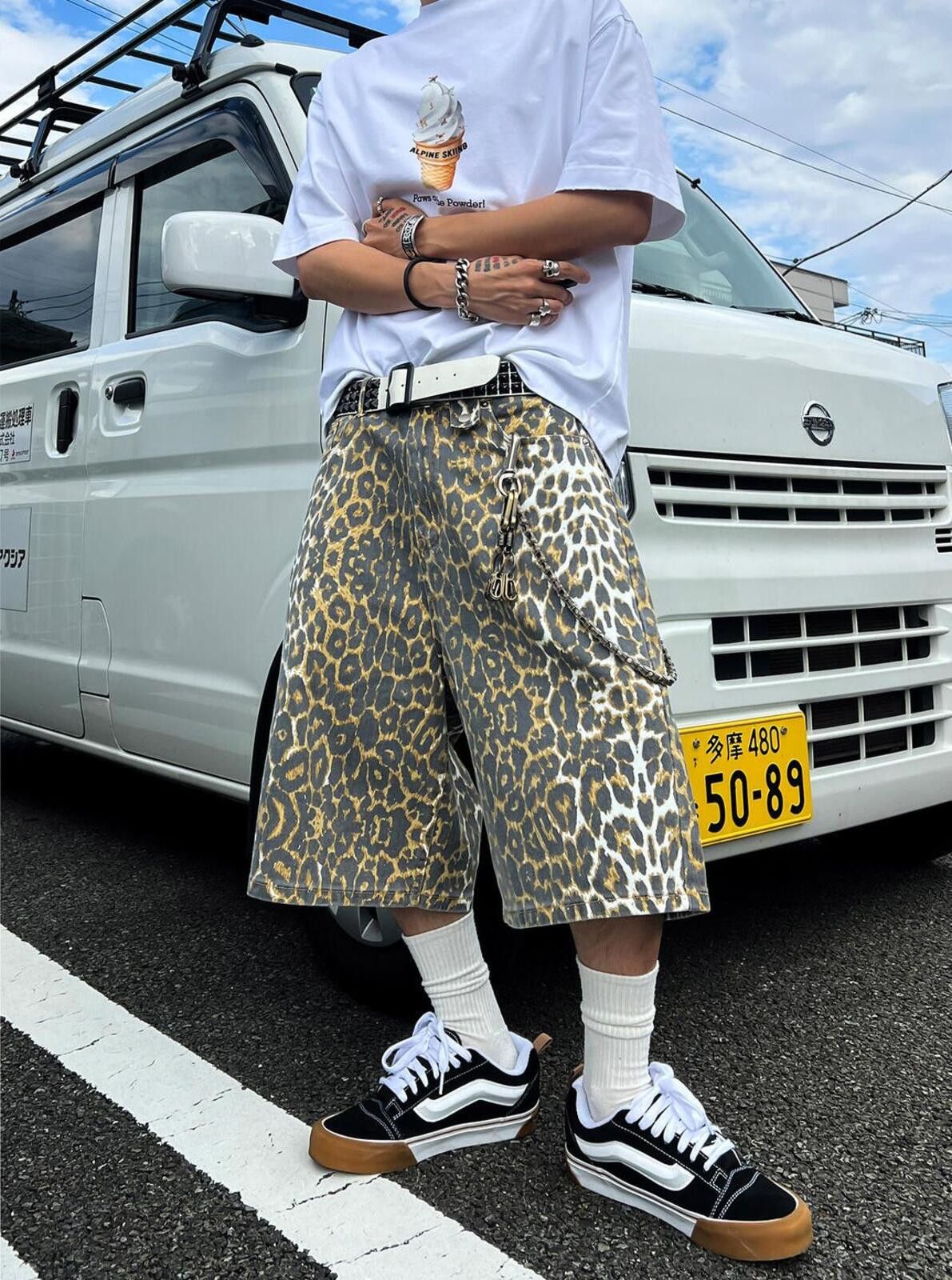 Other Leopard Print Cargo Wide Leg Loose Bermuda Jorts - Shorts Size US 32 / EU 48 - 1 Thumbnail