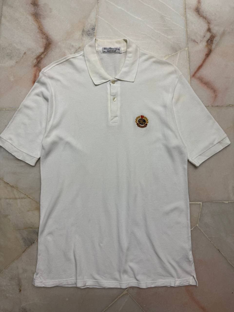 Burberry Vintage 90's Burberrys Polo White Tee Made In England Size US M / EU 48-50 / 2 - 2 Thumbnail
