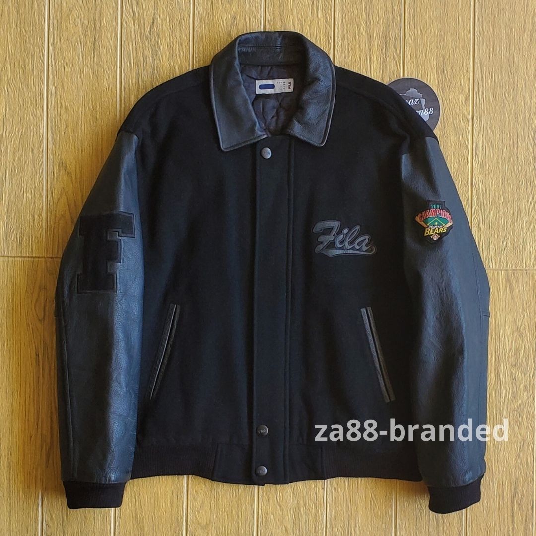 Fila Vintage 90s FILA Sleeve Leather Wool Varsity Jacket Size US M / EU 48-50 / 2 - 1 Thumbnail