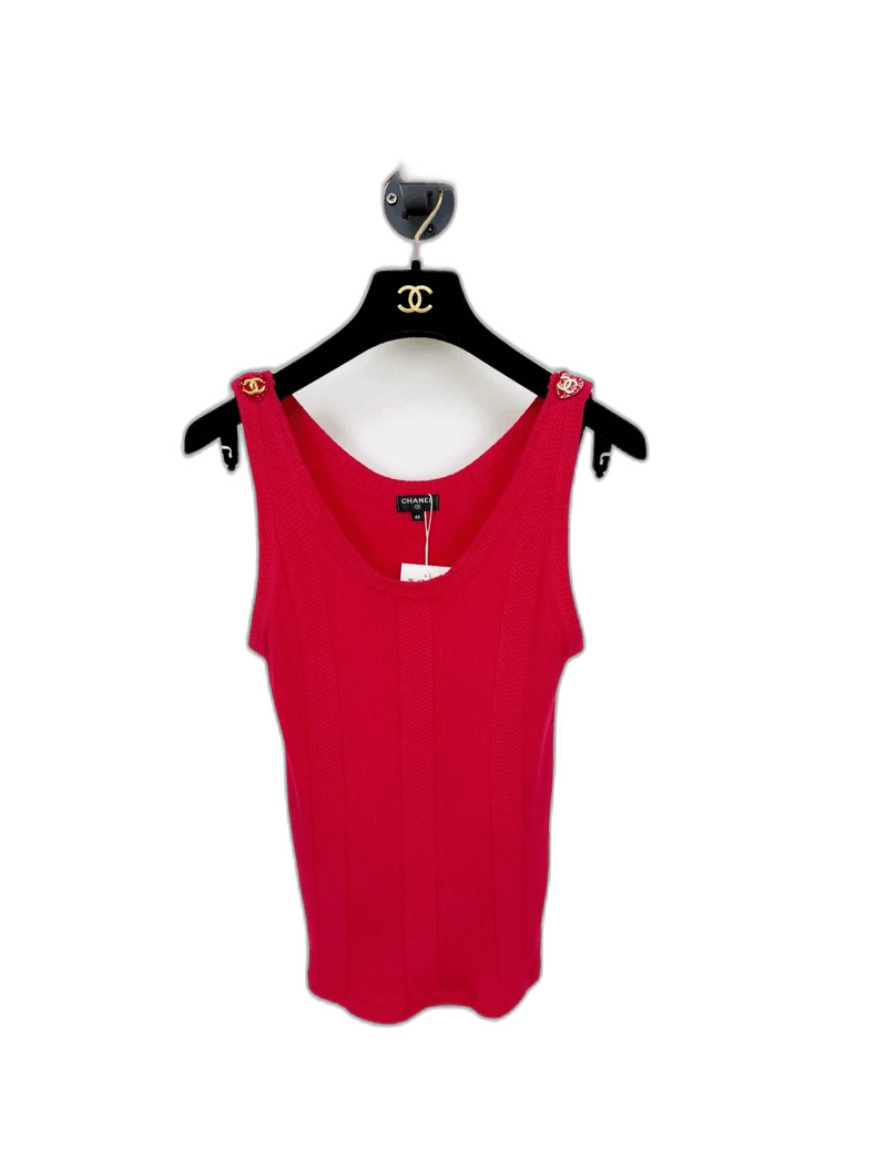 Chanel Chanel Knit Sleeveless Top Red Size 40 Size M / US 6-8 / IT 42-44 - 1 Thumbnail