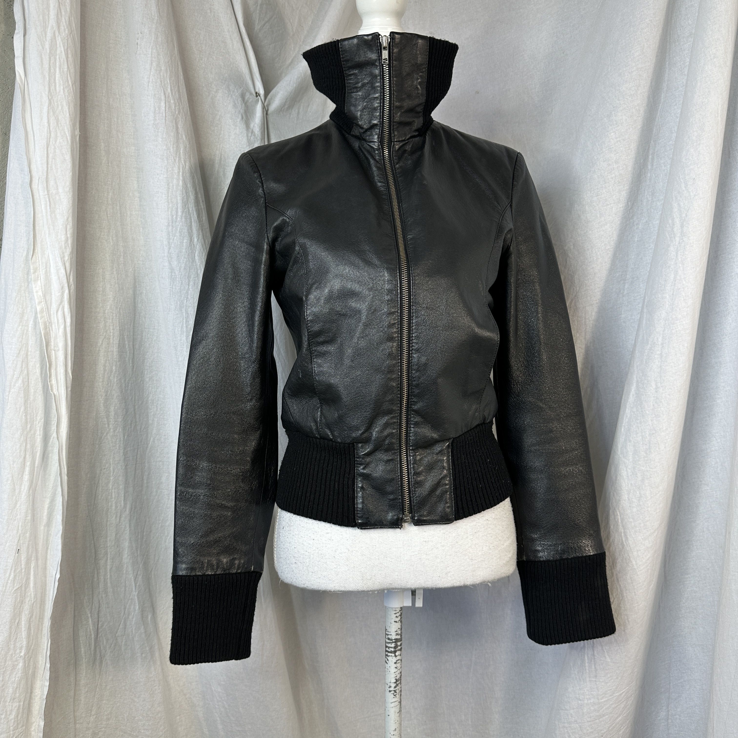 Vintage Vintage Moto Biker Grunge Y2K Big Collar Leather Jacket Size US S / EU 44-46 / 1 - 6 Thumbnail