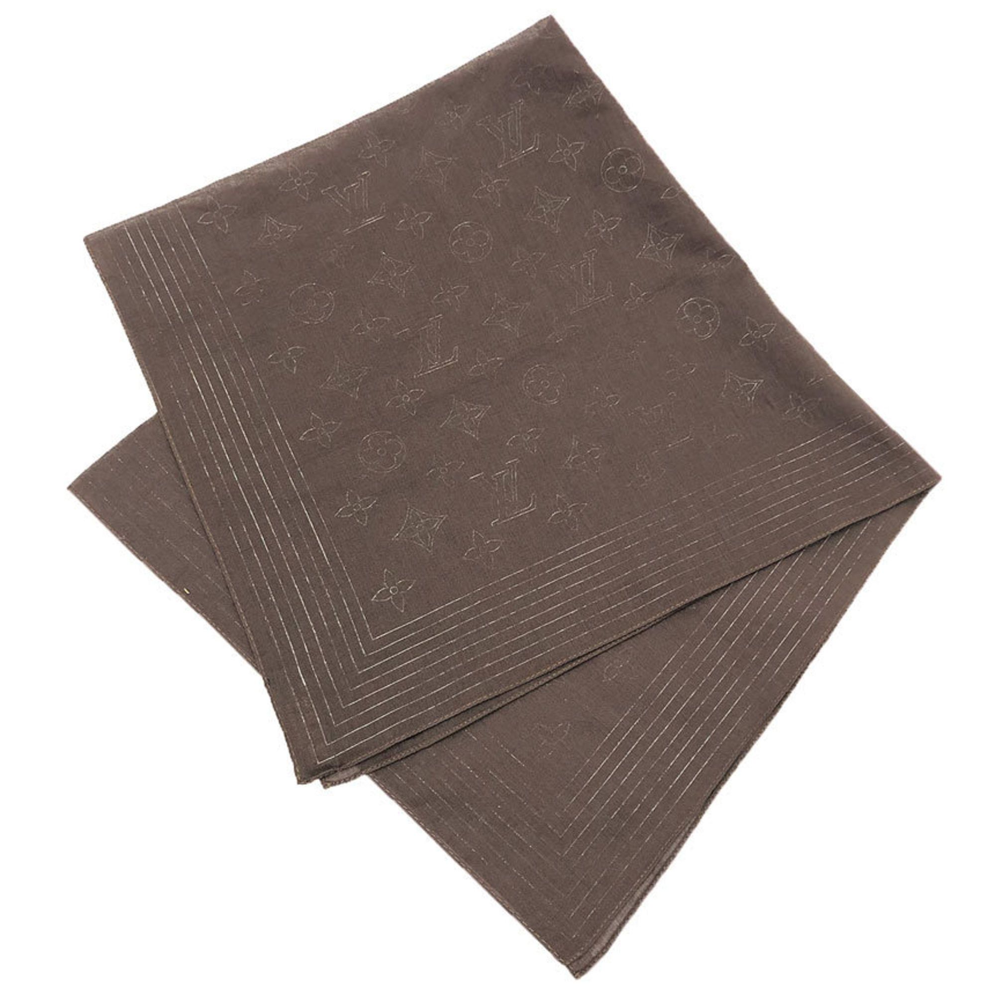 Louis Vuitton LOUIS VUITTON Monogram Cotton Carré Bandana Scarf Brown Size ONE SIZE - 1 Thumbnail