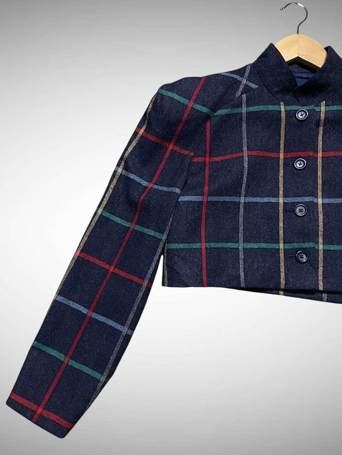 Japanese Brand Vintage Miss Ashida Plaid Cropped Wool Blend Bolero Jacket Size M / US 6-8 / IT 42-44 - 4 Thumbnail