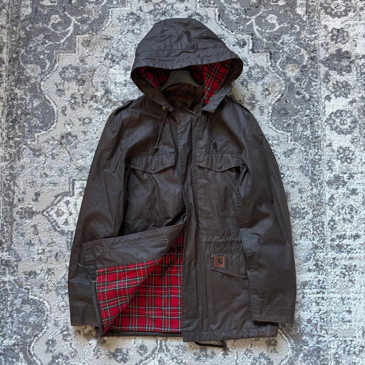 Carhartt Carhartt Waxed Brown Canadian Outdoor Tartan Parka Jacket Size US M / EU 48-50 / 2 - 2 Thumbnail