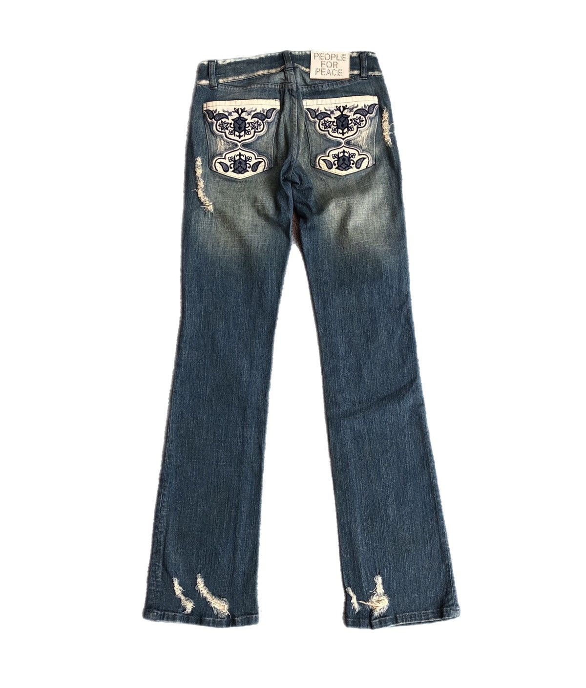 Japanese Brand People 4 Peace Flared Distressed Floral Embroidered Size US 27 - 8 Thumbnail