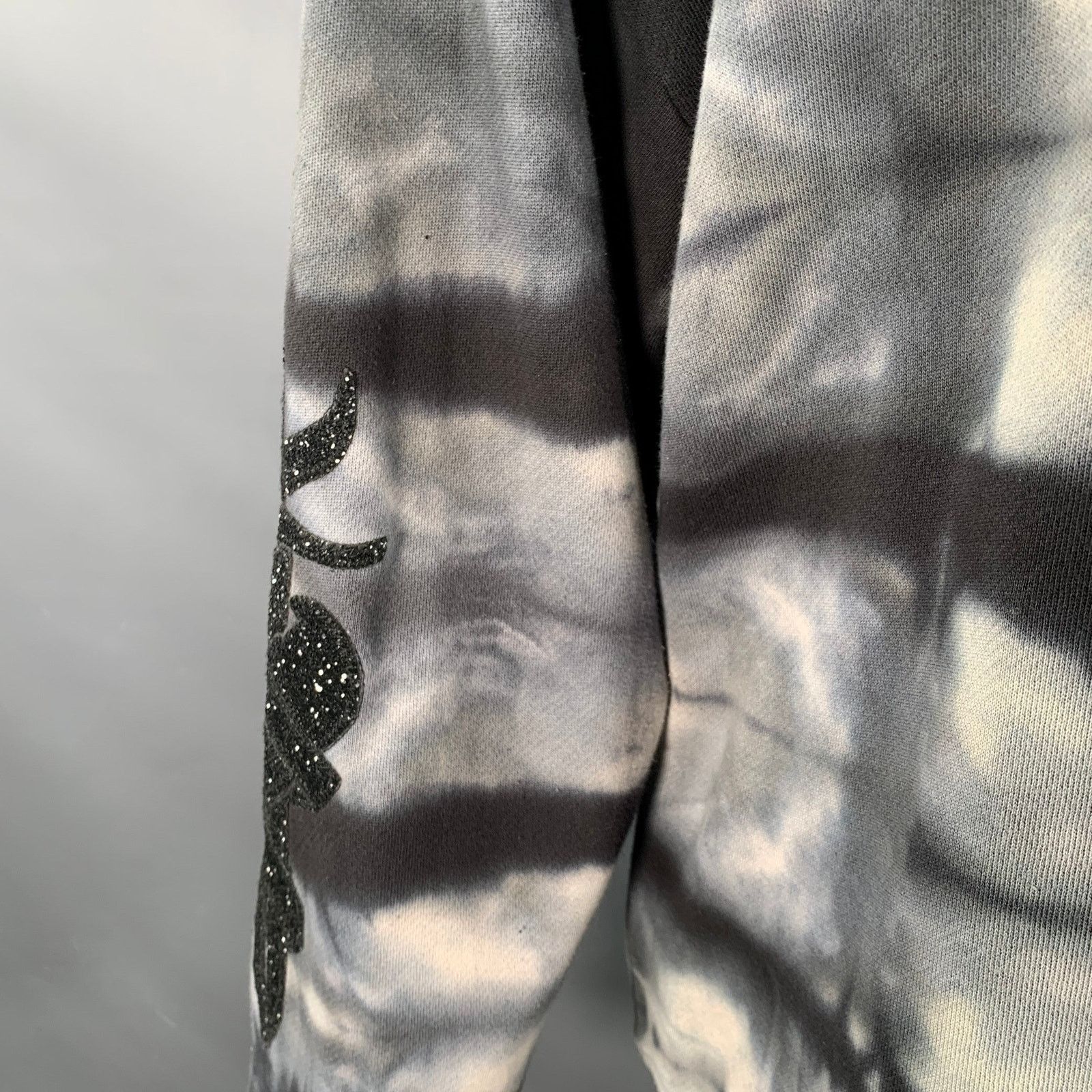 Amiri Grey Black Tie Dye Glitter Applique Cotton Sweatshirt Size US S / EU 44-46 / 1 - 6 Thumbnail