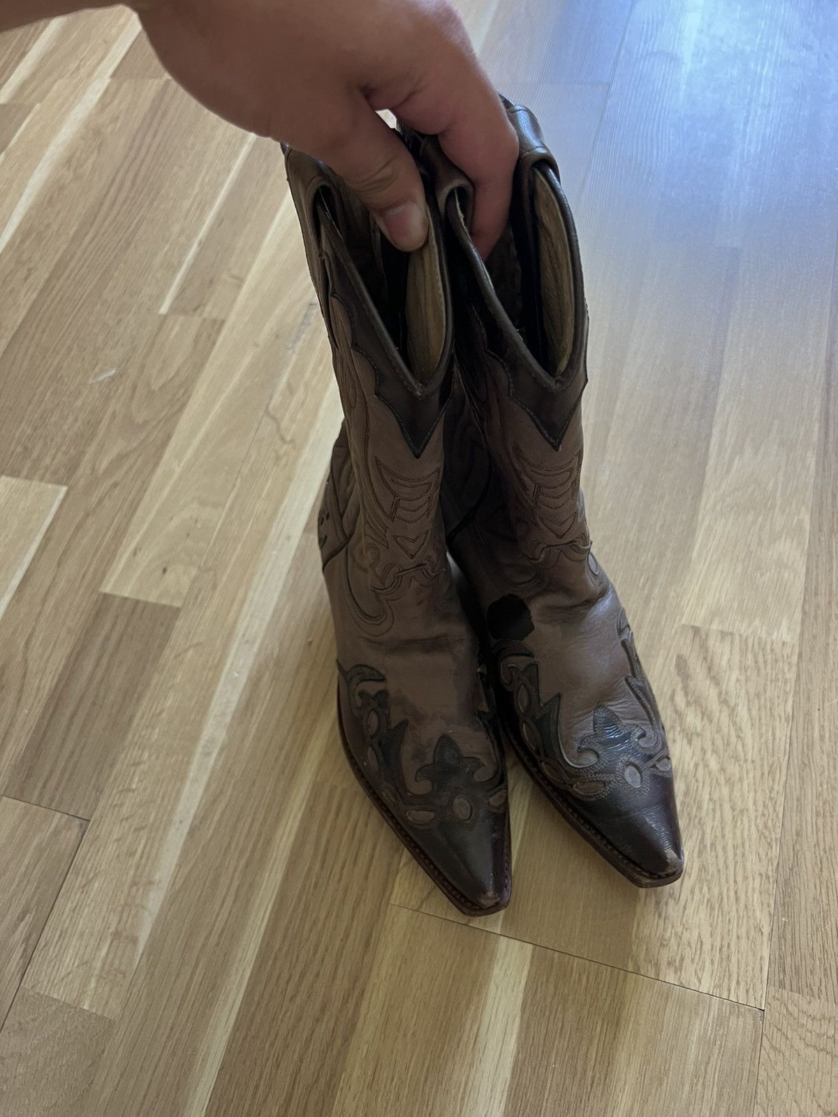 Vintage Vintage cowboy western leather boots sancho style 90 brown Size US 6.5 / IT 36.5 - 3 Thumbnail