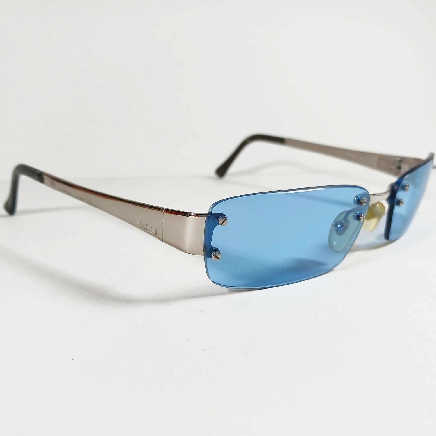 Moschino Moschino M3111-S Silver Metal Rimless Sunglasses Blue Lenses Size ONE SIZE - 4 Thumbnail