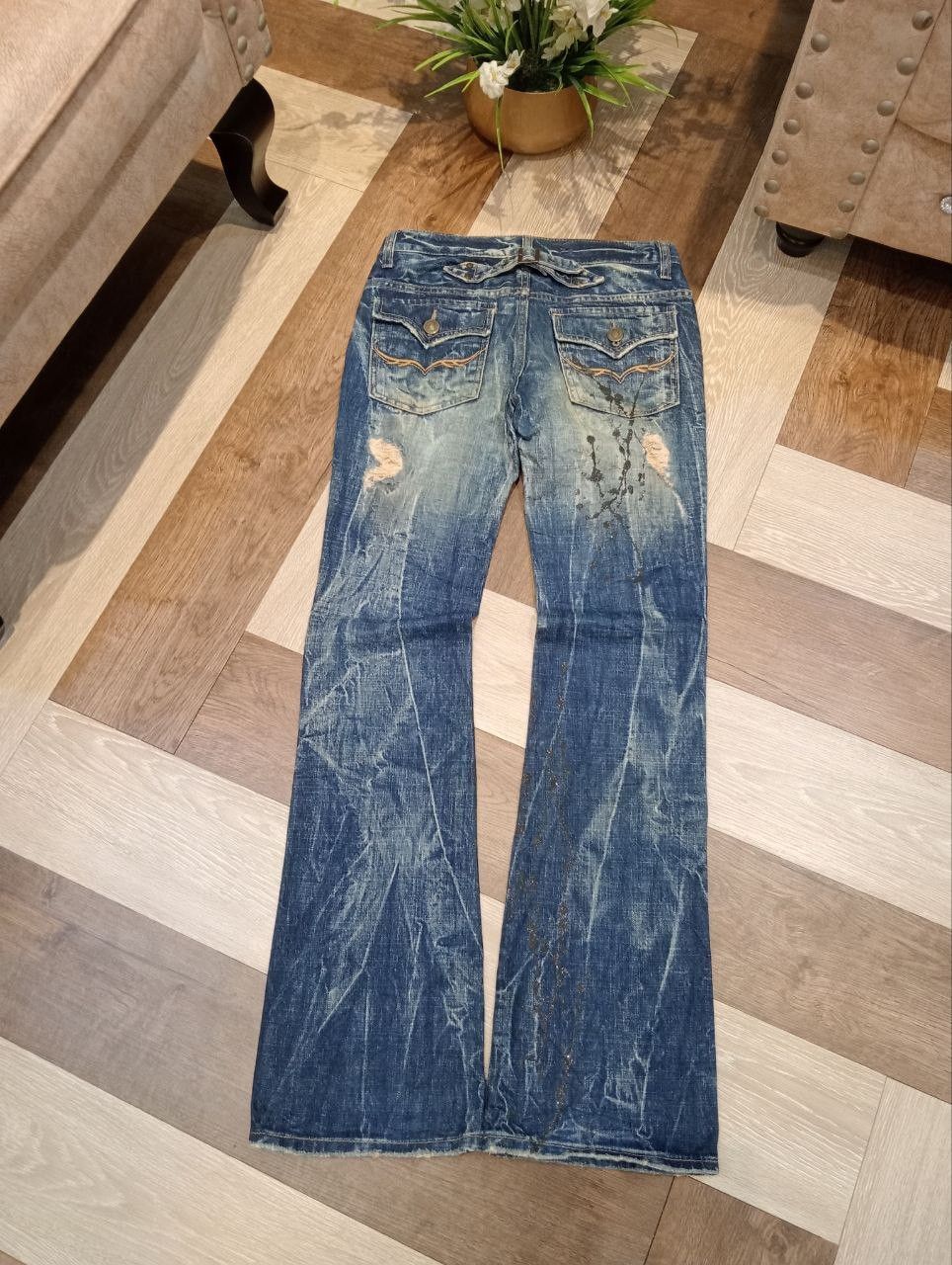 GOSTAR DE FUGA FUGA BLUE DISTRESSED FLARED DENIM PANTS Size US 30 / EU 46 - 11 Thumbnail
