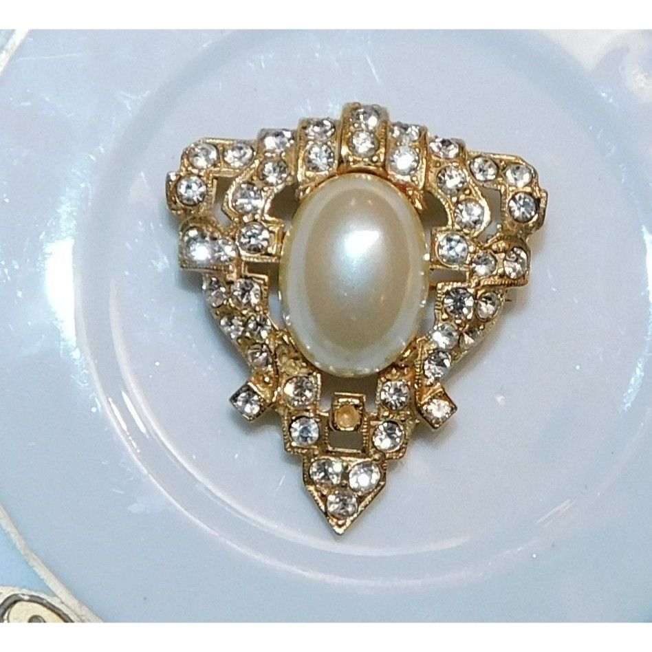 Other Vintage Victorian Style Gold Tone Faux Pearl Brooch Size ONE SIZE - 2 Thumbnail