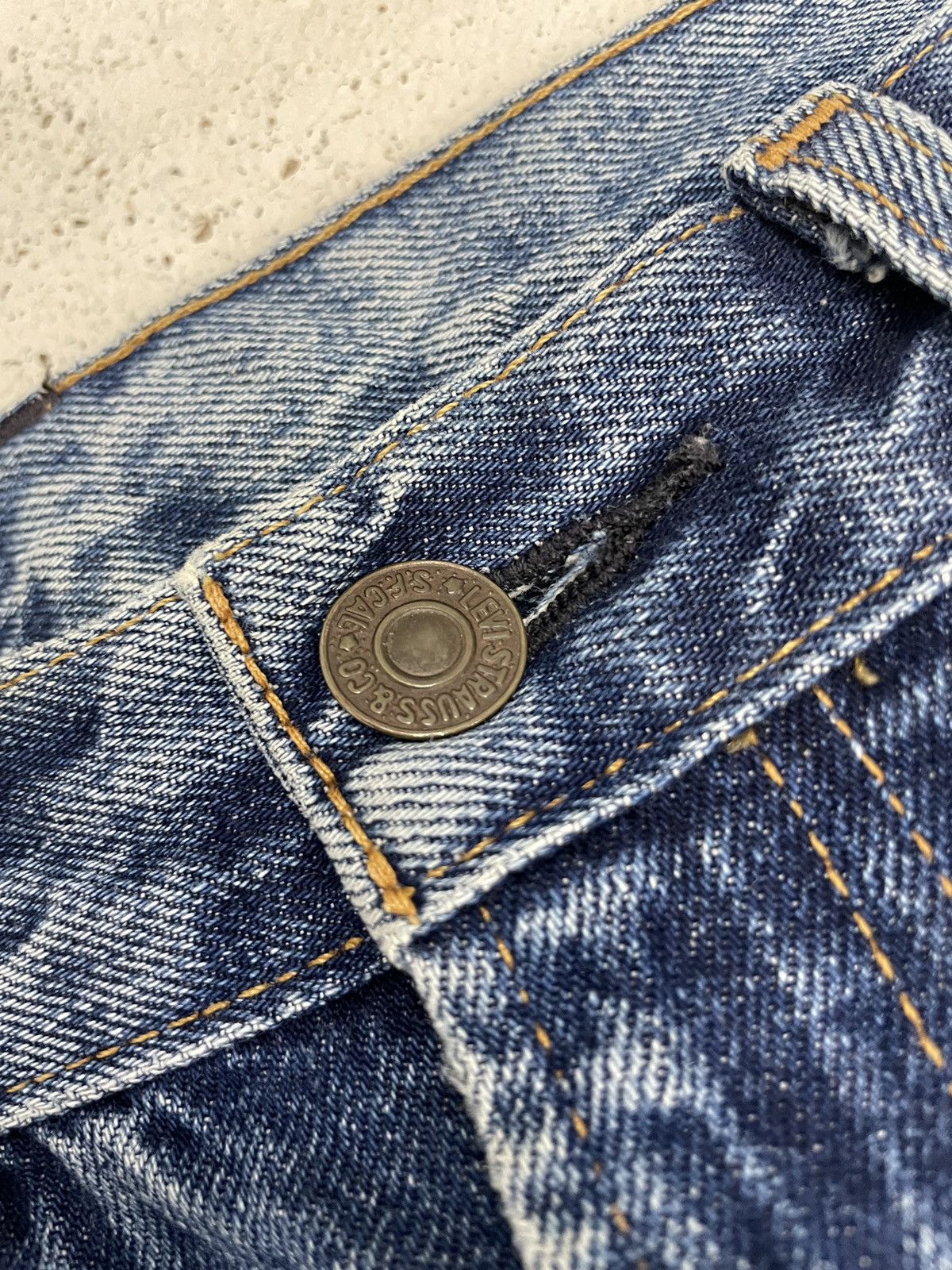 Levis 505 Talon Big E Redline Selvedge Repro Distressed
