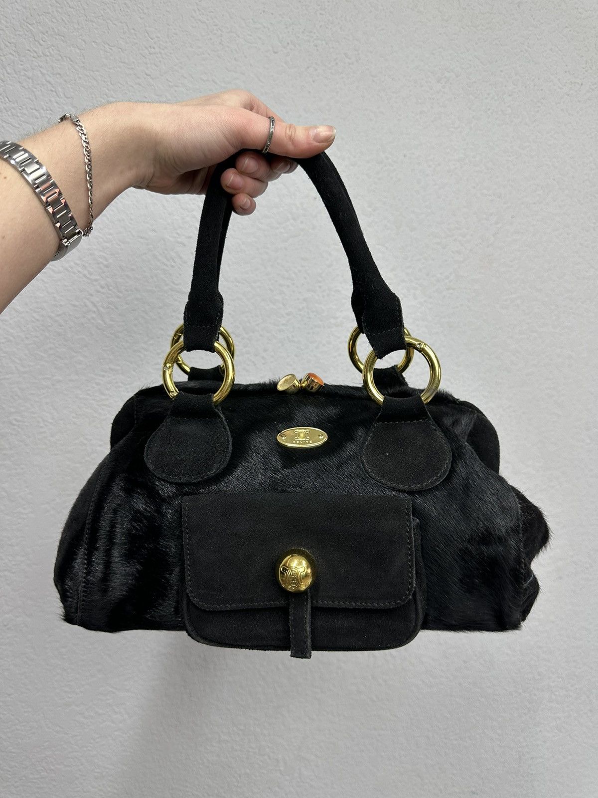 Celine Vintage 90s Fur Bag Celine Hobo IfSixWasNine Y2K AvantGarde Size ONE SIZE - 3 Thumbnail