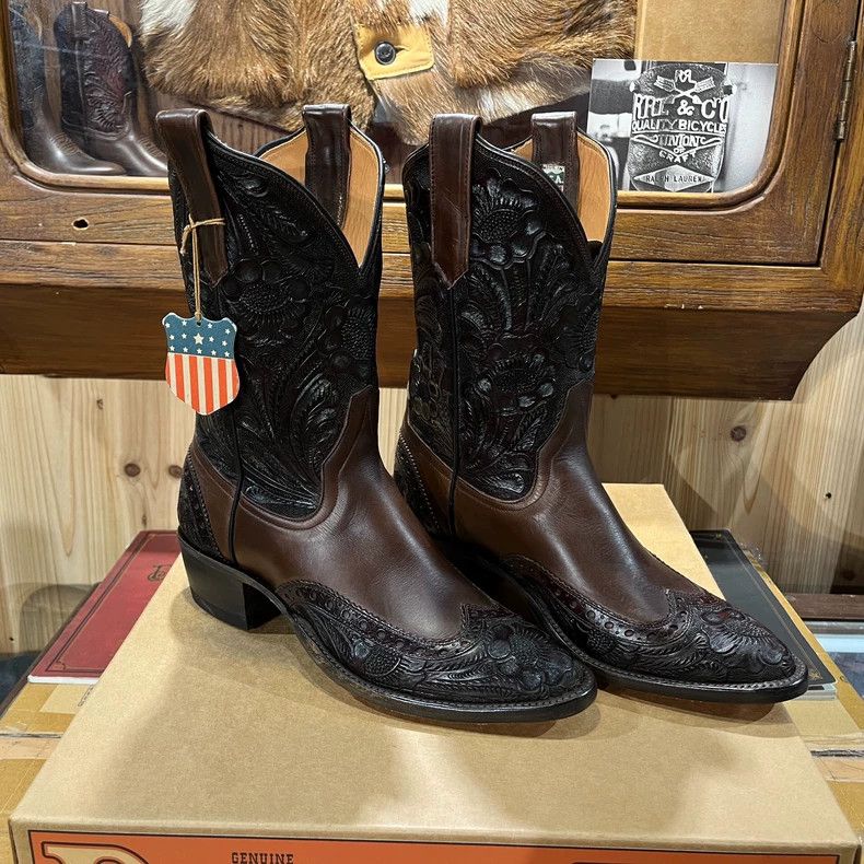RRL Embroidered Western Cowboy Boots - dmc