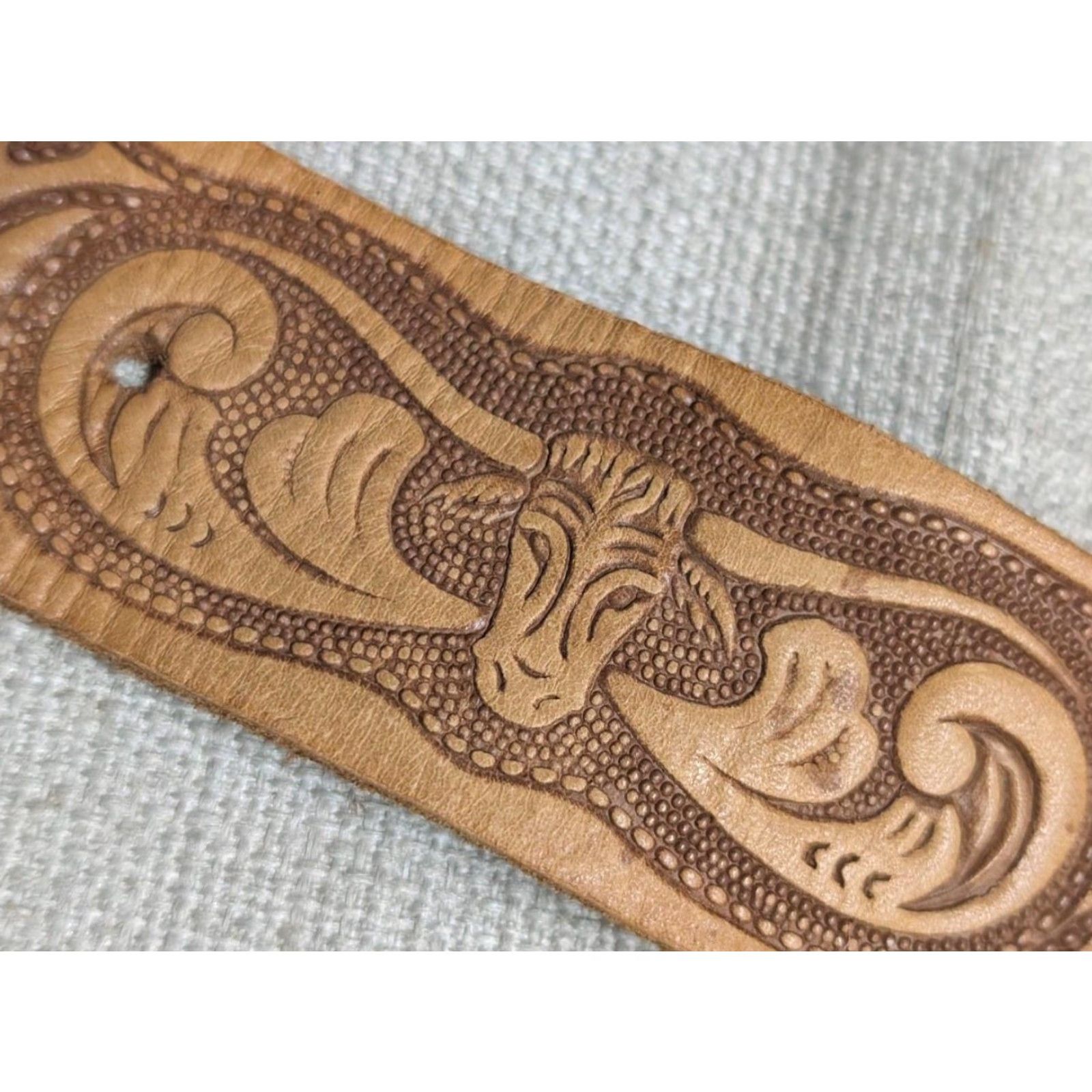 Vintage VINTAGE handcrafted western belt Tooled brown leather 36 belt 1-1/2" buckle WESTERN belt for Men Size 36 - 2 Thumbnail