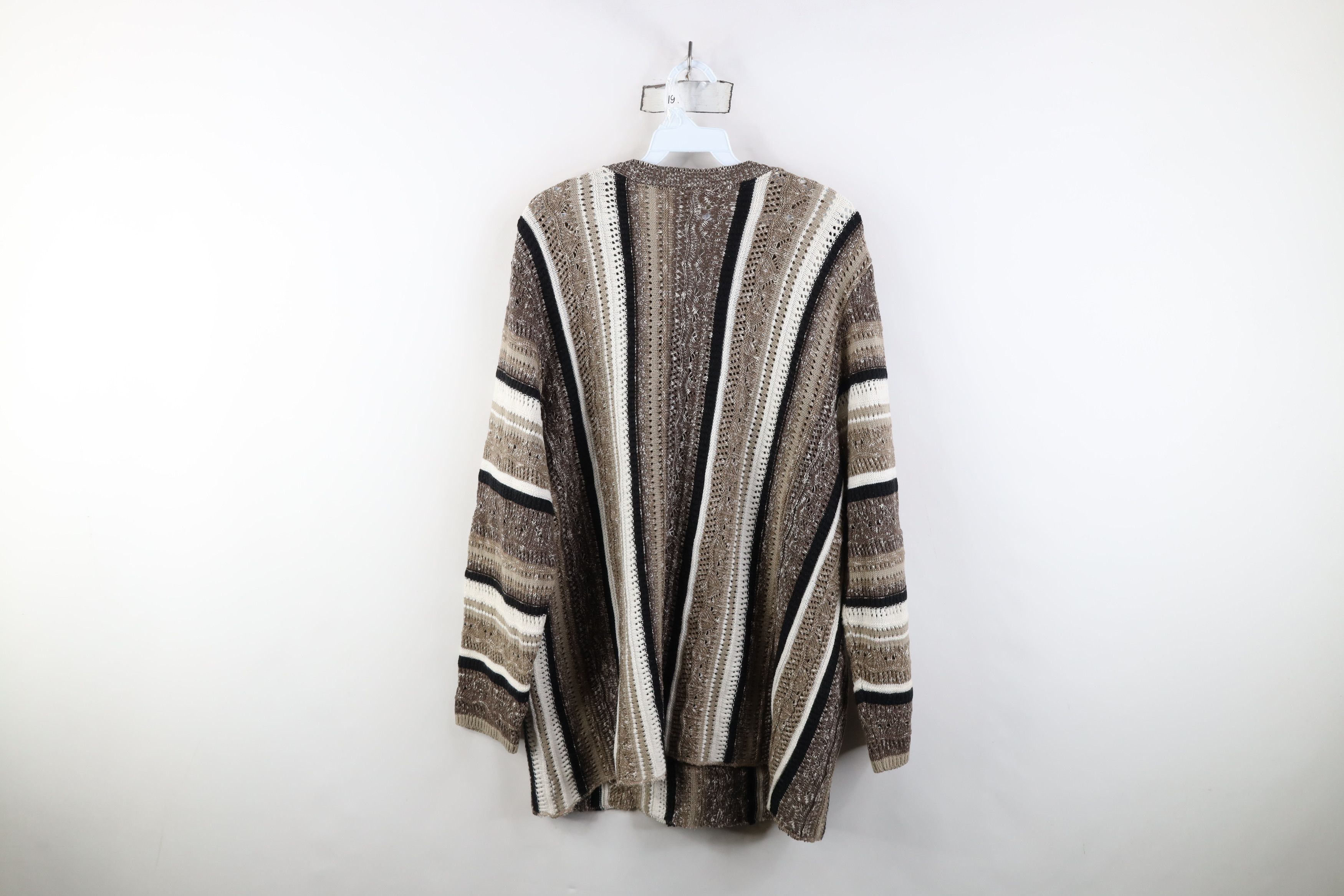 Vintage Vintage 90s Coogi Style Crochet Knit Sweater Earth Tone Size 3XL / US 20-22 - 11 Thumbnail
