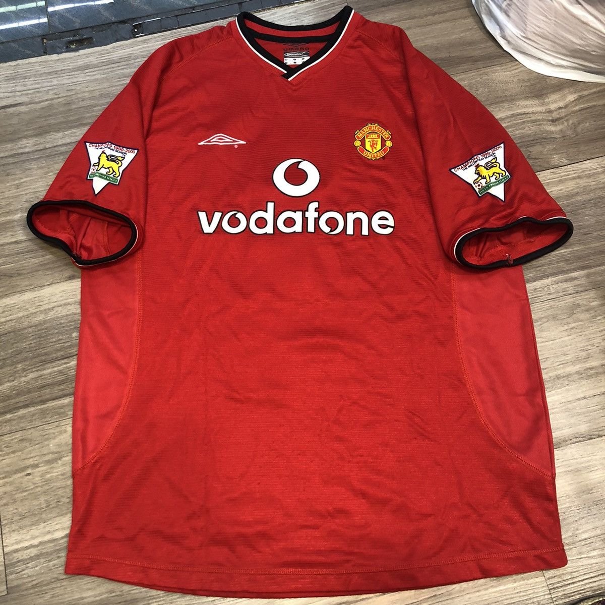 image of Bloke x Manchester United 00/01 Home Shirt 3 Irwin in Red, Men's (Size XL)