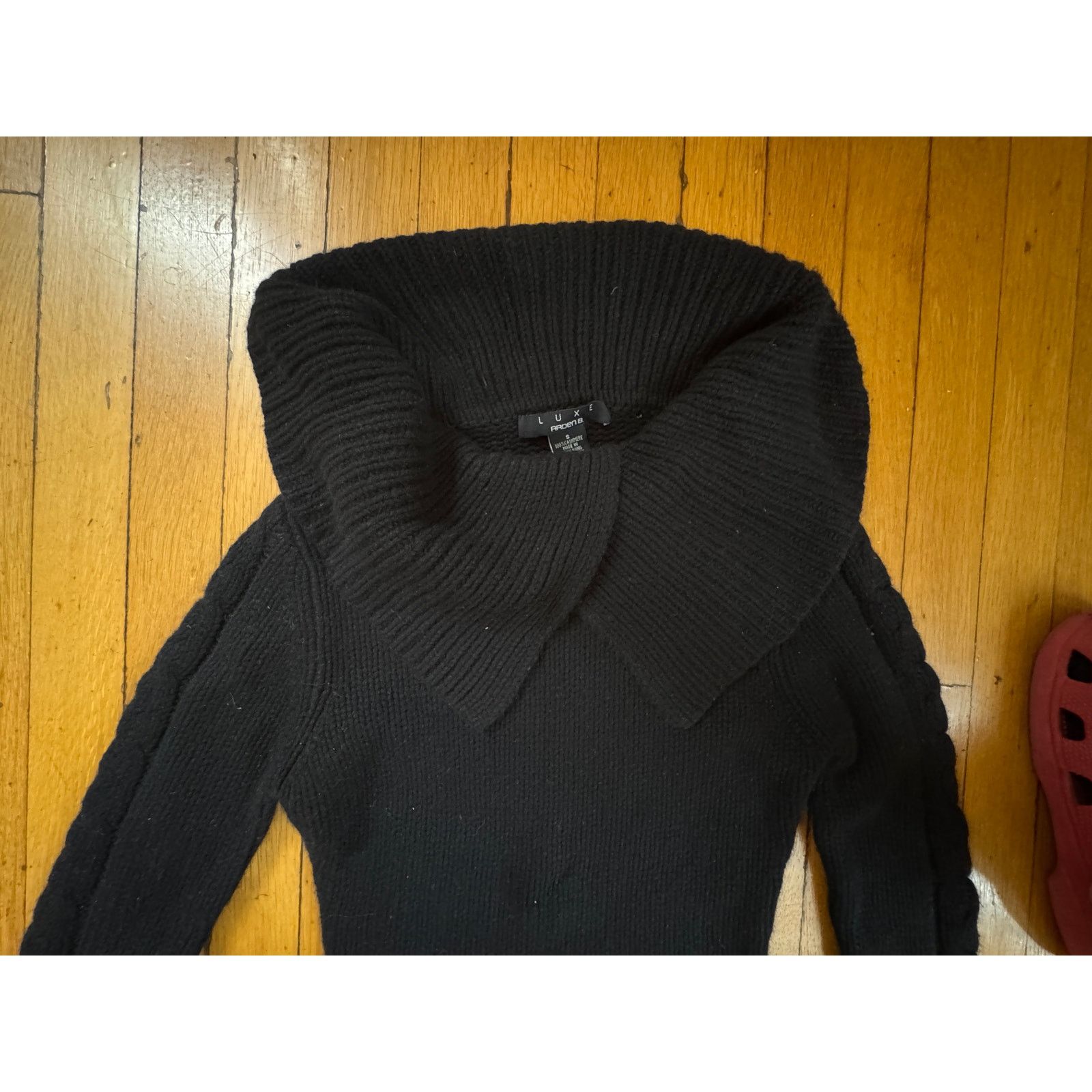 Luxe LUXE Arden B 100% Cashmere Thick Cable Black Sweater Small Size S / US 4 / IT 40 - 1 Thumbnail