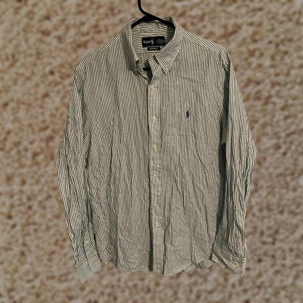 Polo Ralph Lauren VINTAGE Polo Ralph Lauren Custom Fit Pastel Green Stripes L/S Button Up Shirt Mens L Size US L / EU 52-54 / 3 - 1 Thumbnail