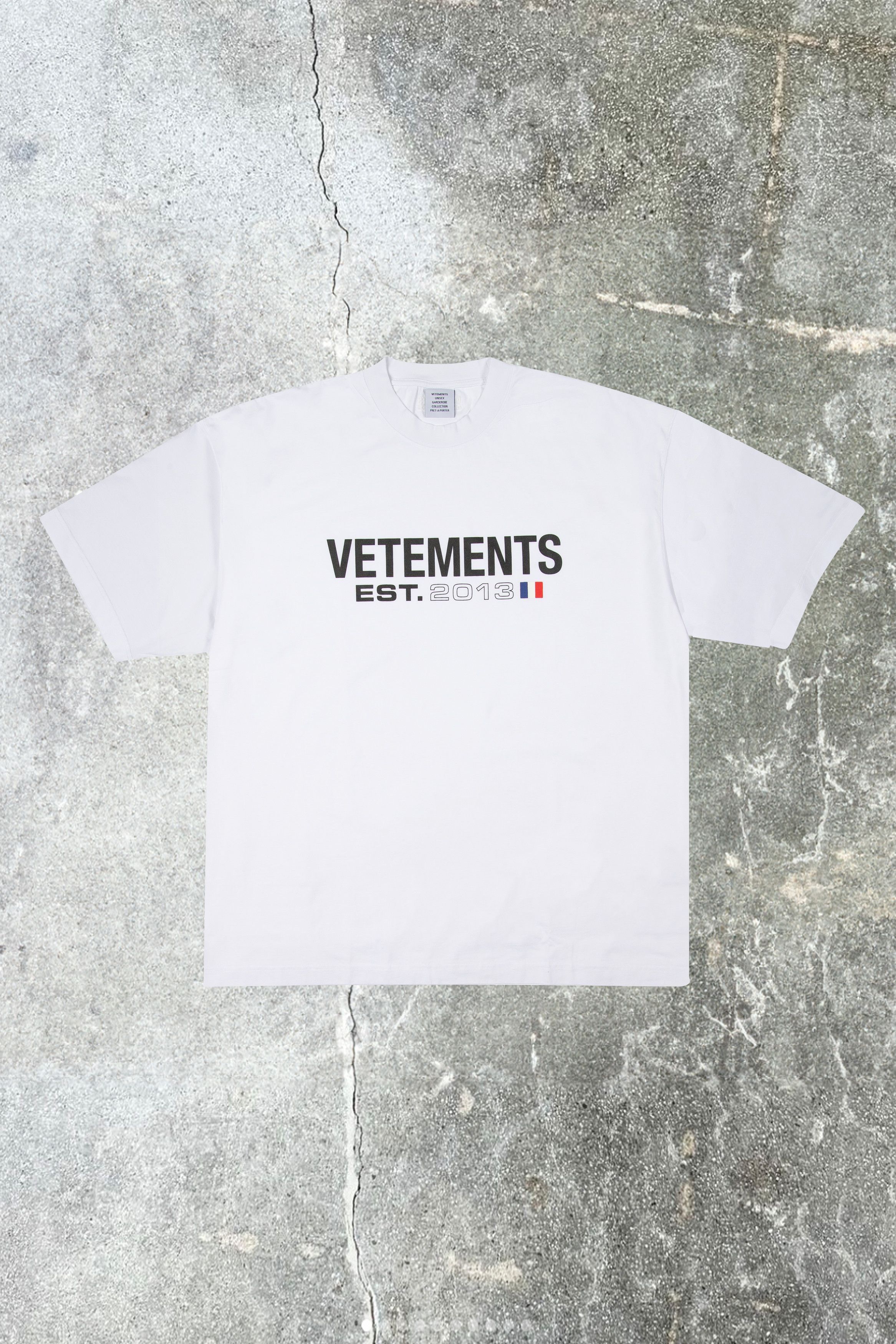 image of Vetements Flag Logo T-Shirt in White, Women's (Size Medium)