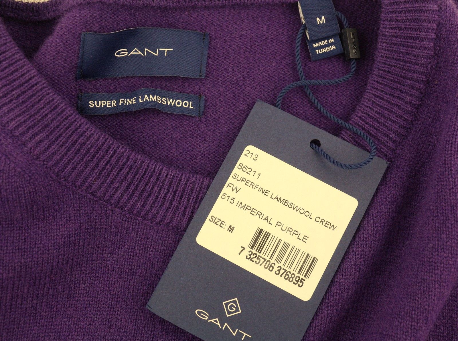 Gant SUPERFINE LAMBSWOOL CREW M Imperial Purple Jumper 87315 Size US M / EU 48-50 / 2 - 7 Thumbnail