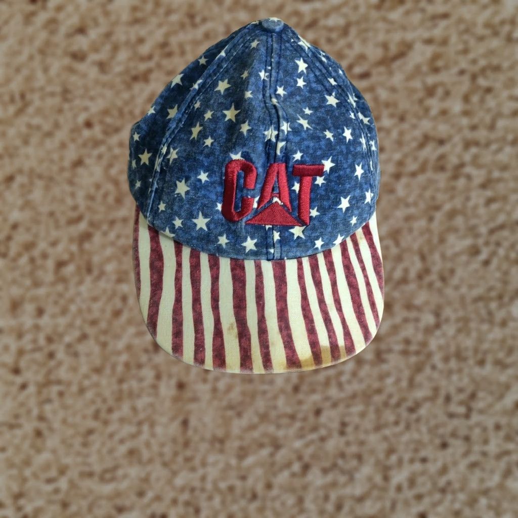 Vintage Vintage CAT Caterpillar Snapback Farm Hat Cap - USA Flag American Design Size ONE SIZE - 1 Thumbnail