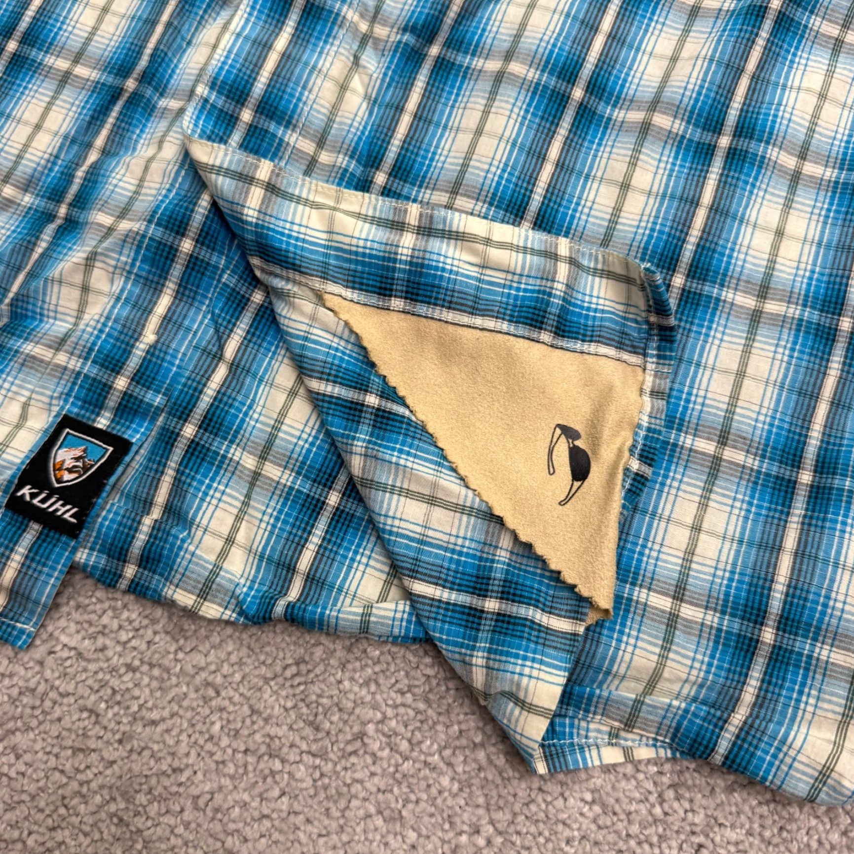 Vintage Kuhl Button-Down Shirt Mens M Blue Plaid Short Sleeve Linen Cotton Outdoor Casual Utility Shirt Adult Medium Blue Plaid Mens Size US M / EU 48-50 / 2 - 4 Thumbnail