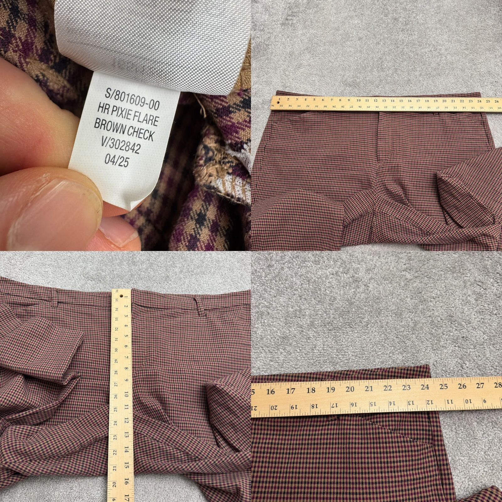 Old Navy Old Navy Brown Plaid High Rise Pixie Flare Pants 26W Women's Plus Twill Pockets Inseam 28" Size 26" / US 2 / IT 38 - 8 Thumbnail