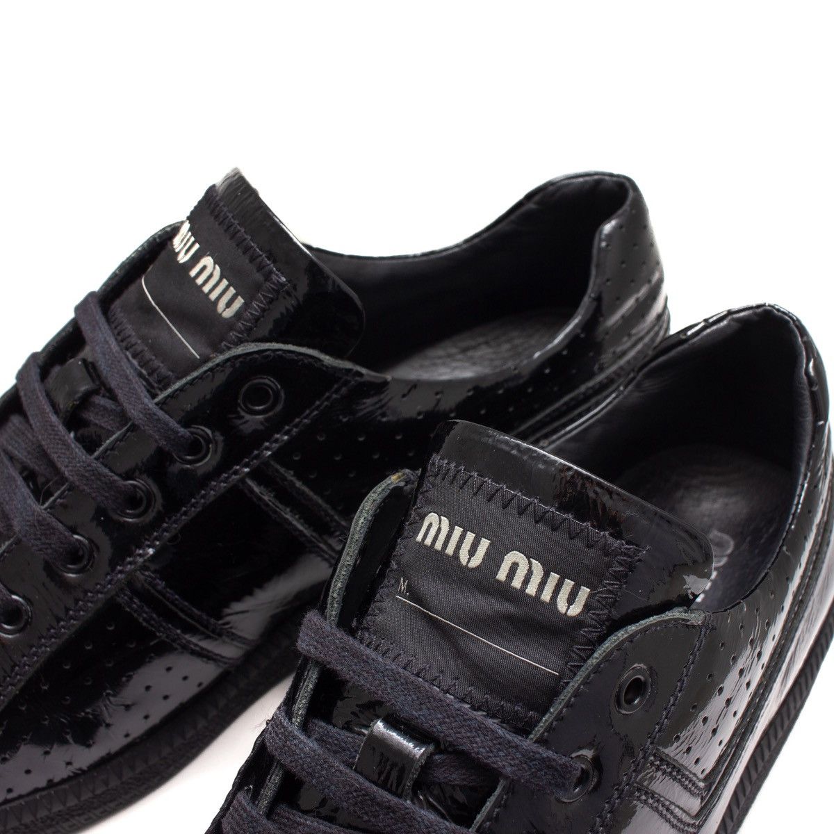 Miu Miu × Prada RARE MIU MIU GAT Patient Leather Low Top Sneaker Black US:9 Size US 9 / EU 42 - 11 Thumbnail