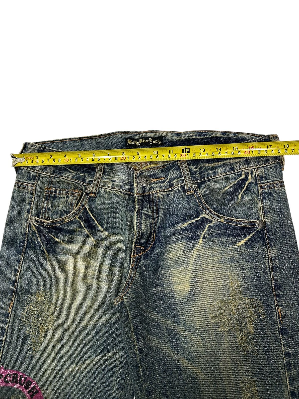 Japanese Brand Japanese Y2k Big Patch embroidered logo Mudwash Short Jeans Size US 35 - 15 Thumbnail
