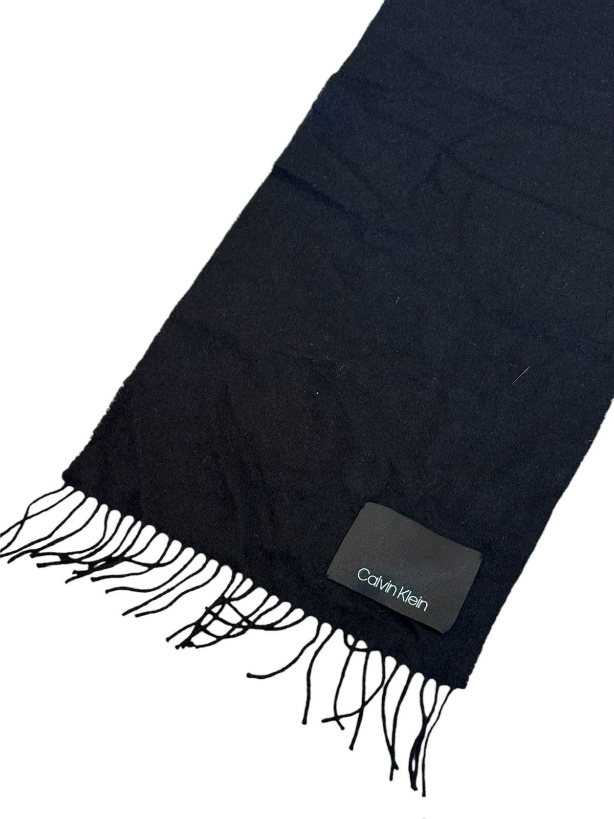 Calvin Klein Calvin Klein Logo Black Wool Wrap Shawl Scarf Size ONE SIZE - 1 Thumbnail