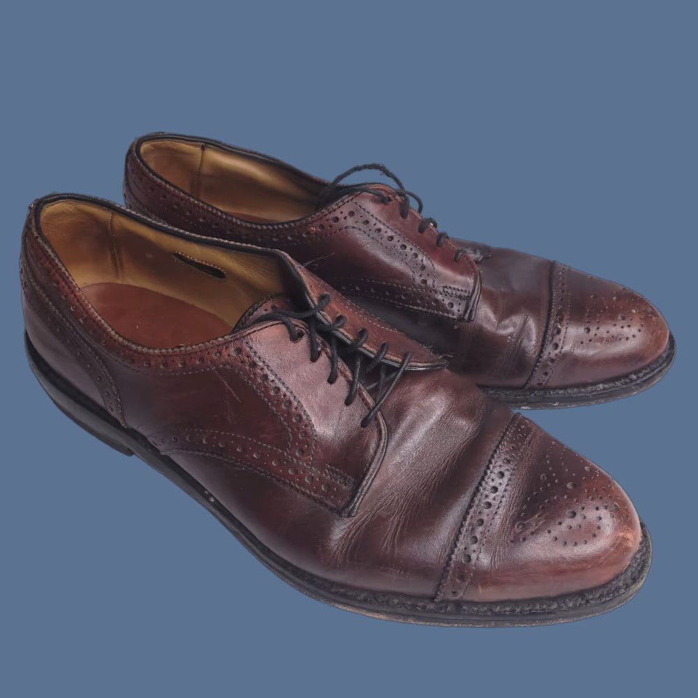 Allen Edmonds Allen Edmonds Dress Shoes Mens 9.5 Brown Lexington USA Leather Wingtip Cap Oxford Shoes Size ONE SIZE - 1 Thumbnail