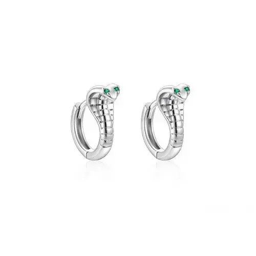 Designer × Jewelry 925 Silver Plated Snake Hoop Earrings for Men Women Size ONE SIZE - 2 Thumbnail